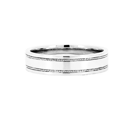 Double milgrain ring 4mm in white gold