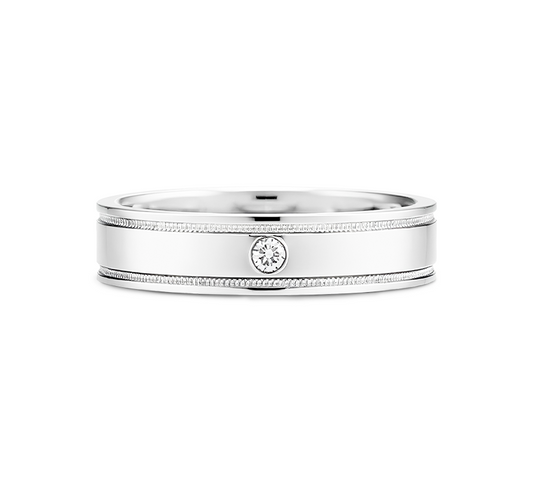 Double milgrain ring 1 eye 4mm in white gold
