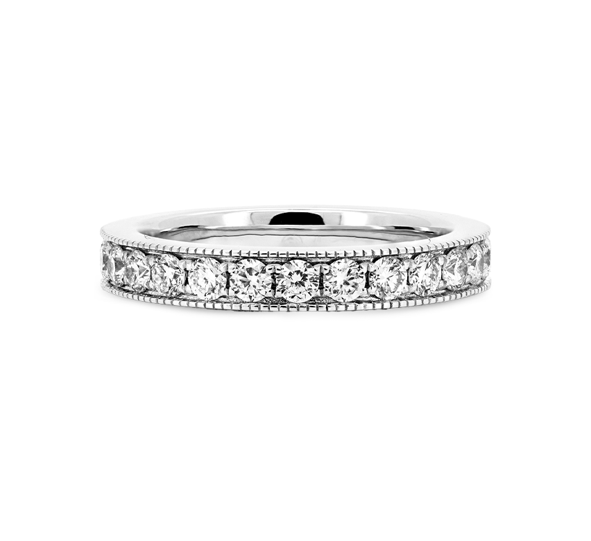 Pave milgrain ring in white gold