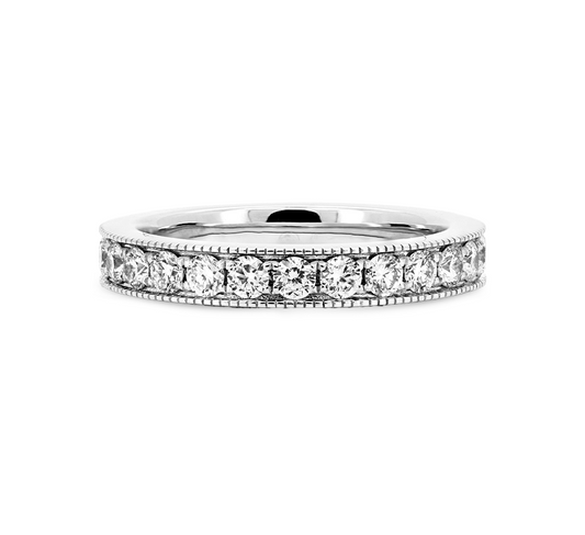 Pave milgrain ring in white gold