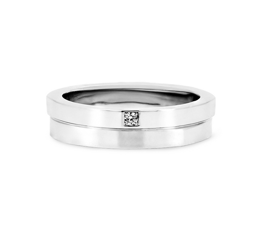 2 row with 1 eye ring in white gold