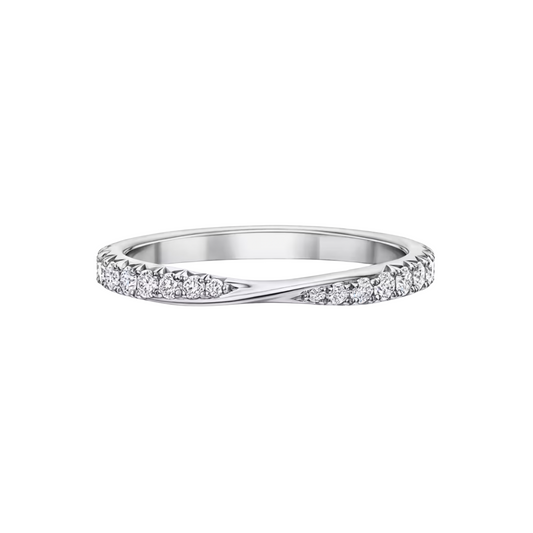 Twist pave ring in white gold