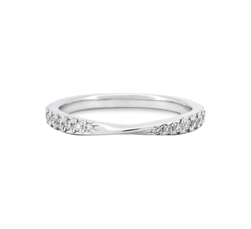 Twist pave ring in white gold