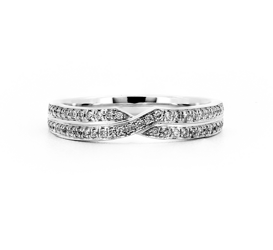 Rendezvous full pave ring in white gold
