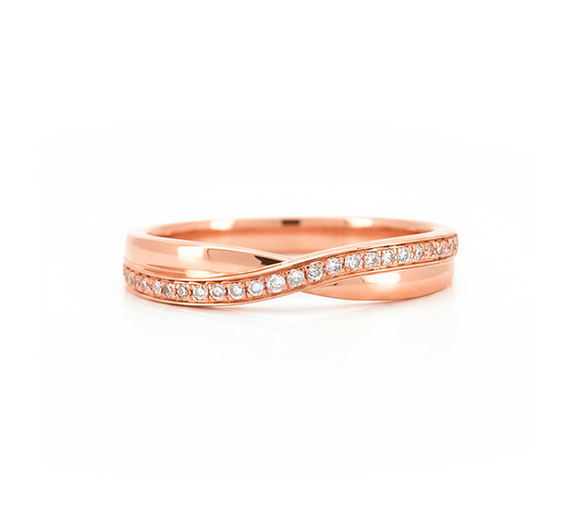 Rendezvous half pave ring in rose gold