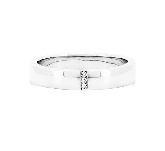 Classic vertical pave ring in white gold