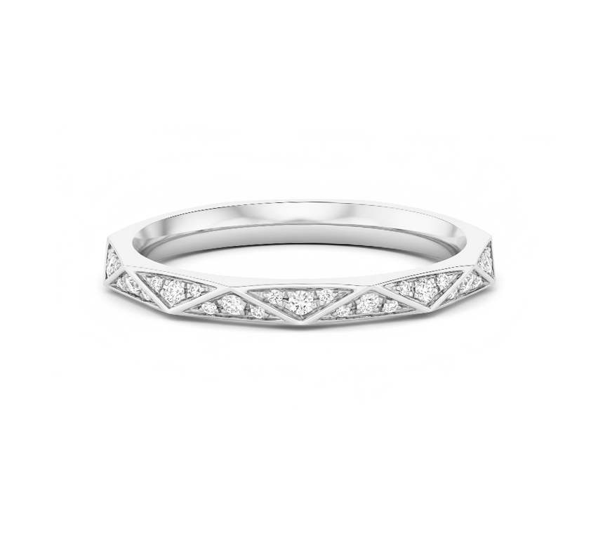 Weave full pave ring 2.3mm in white gold