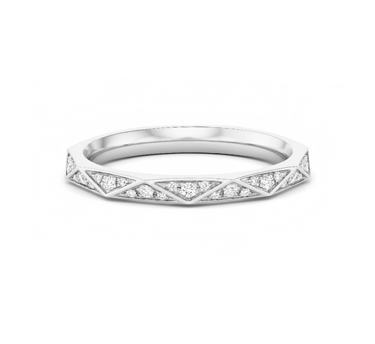 Weave full pave ring 2.3mm in white gold