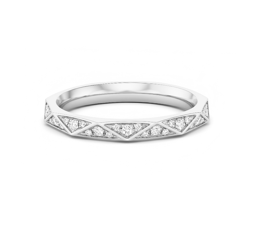 Weave full pave ring 3.2mm in white gold