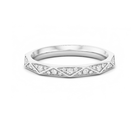 Weave full pave ring 3.2mm in white gold