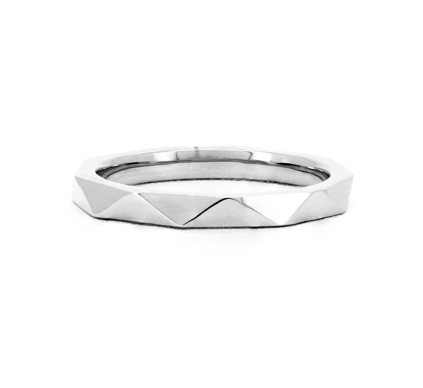 Weave plain ring 3.2mm in white gold