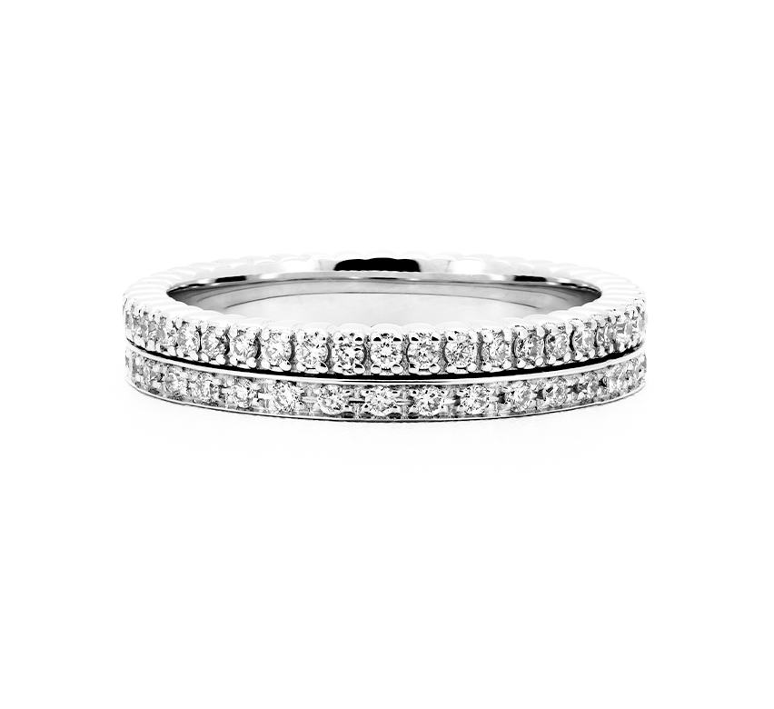 2 stack full pave in white gold