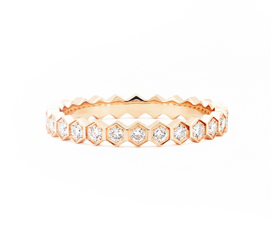 Bee hive full pave in rose gold