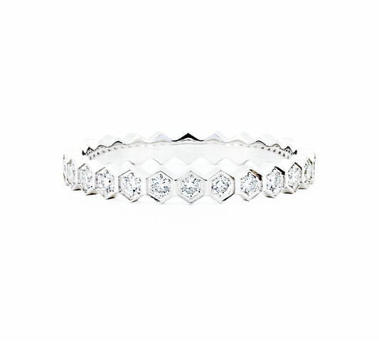 Bee hive full pave in white gold
