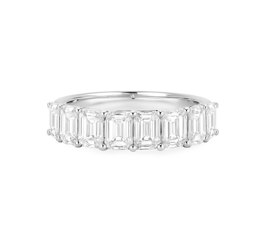 Emerald half eternity 6mm in white gold