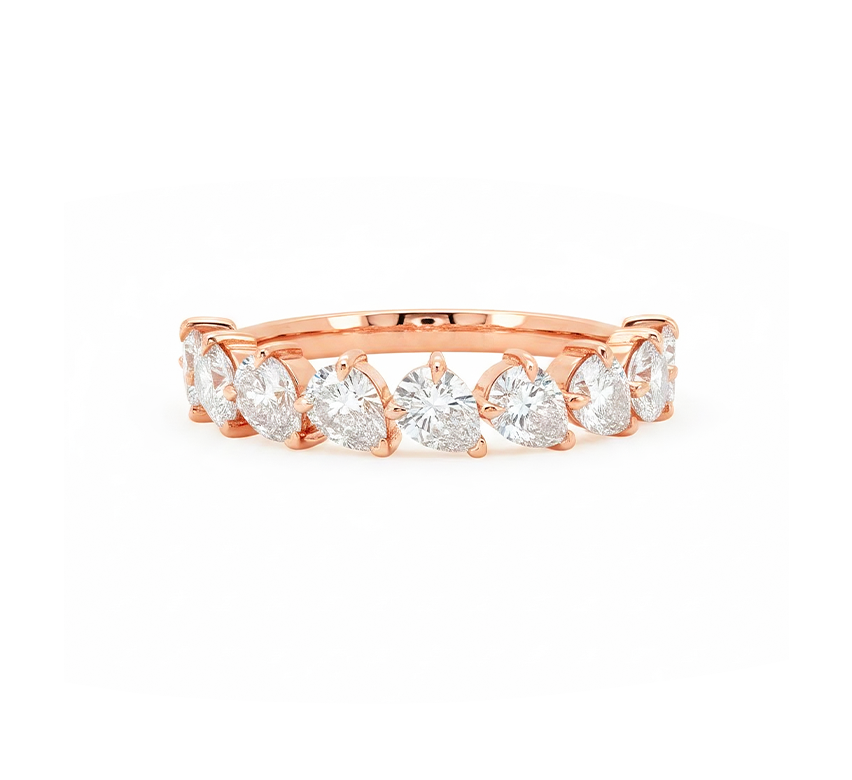 Pear half eternity 3.5mm in rose gold