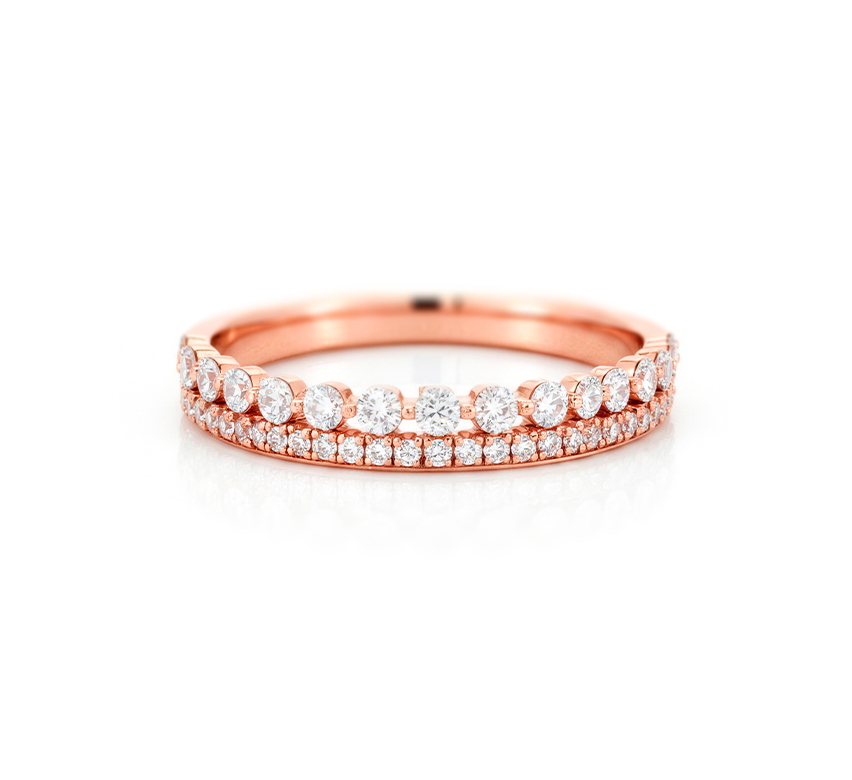 Floating pave with micropave in rose gold