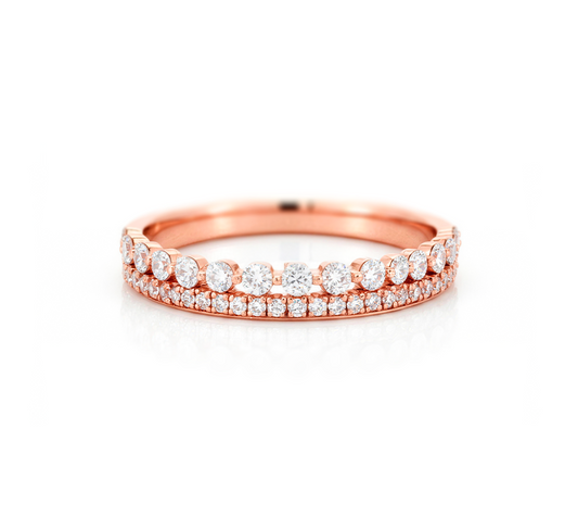 Floating pave with micropave in rose gold