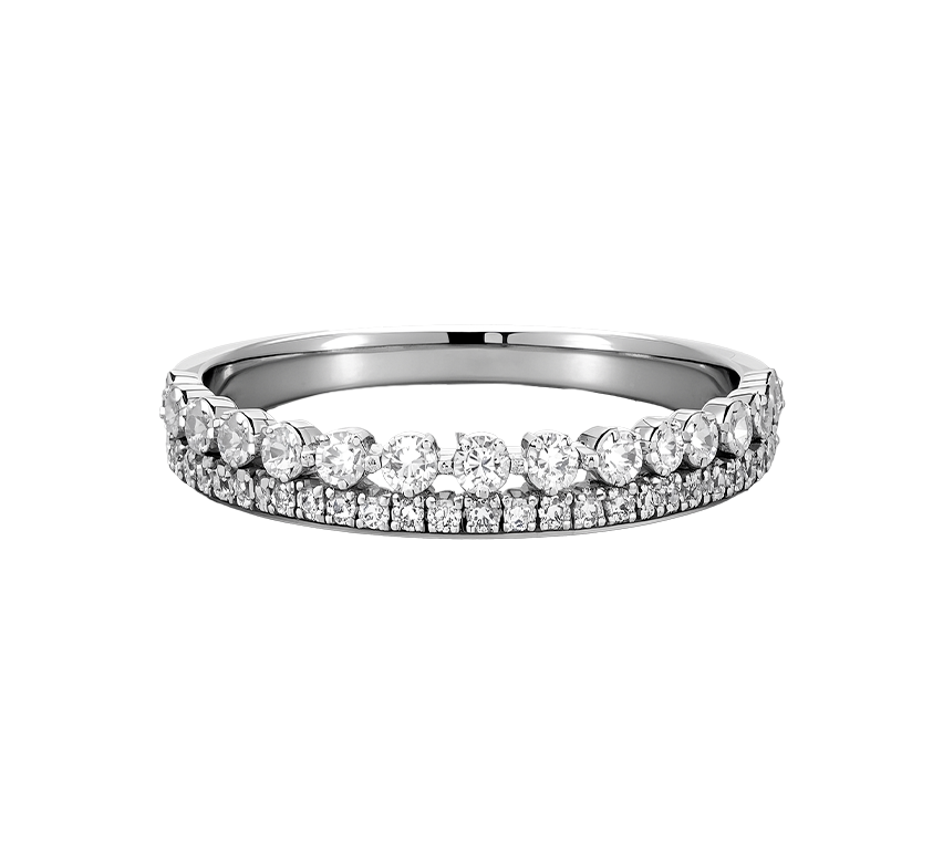 Floating pave with micropave in white gold