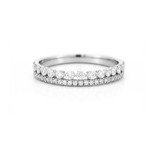 Floating pave with micropave in white gold
