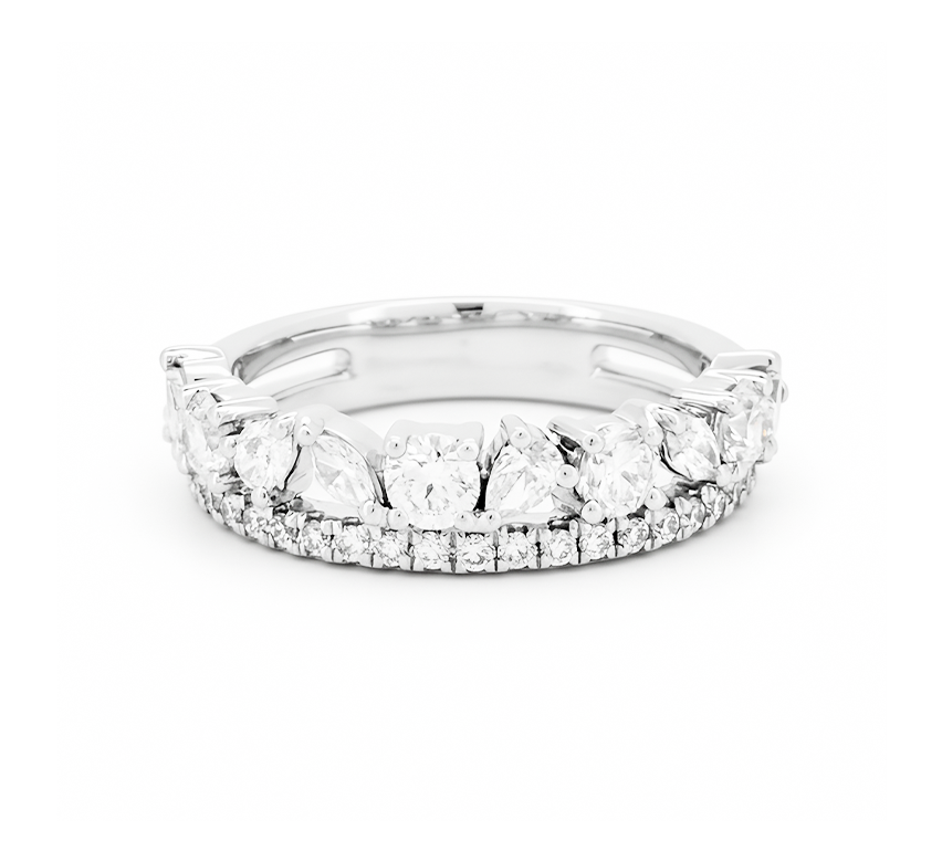 2in1 pave ring with micropave in white gold