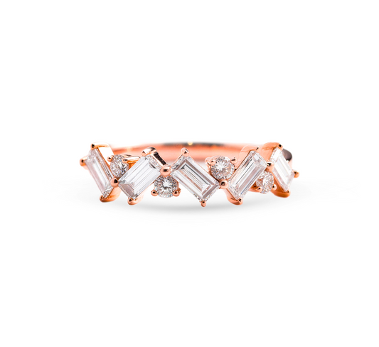 Emerald zigzag ring in rose gold