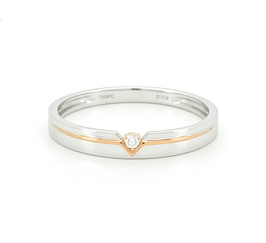 Ring set C: rose bezel with 1 eye in mix color gold