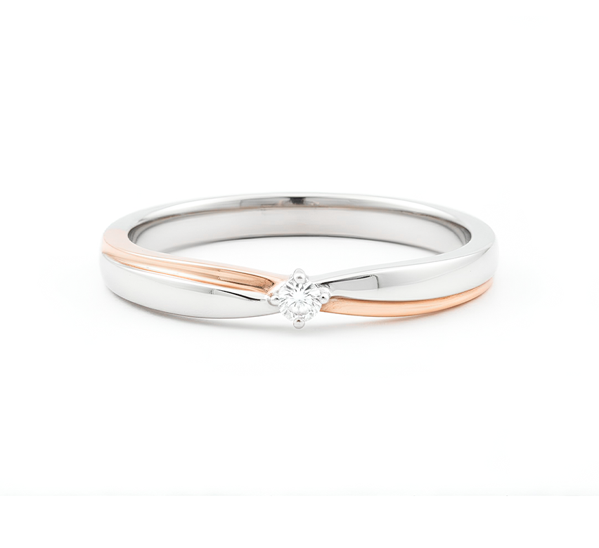 Ring set F: Rose wave with 1 eye in mix color gold