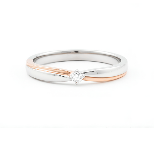 Ring set F: Rose wave with 1 eye in mix color gold