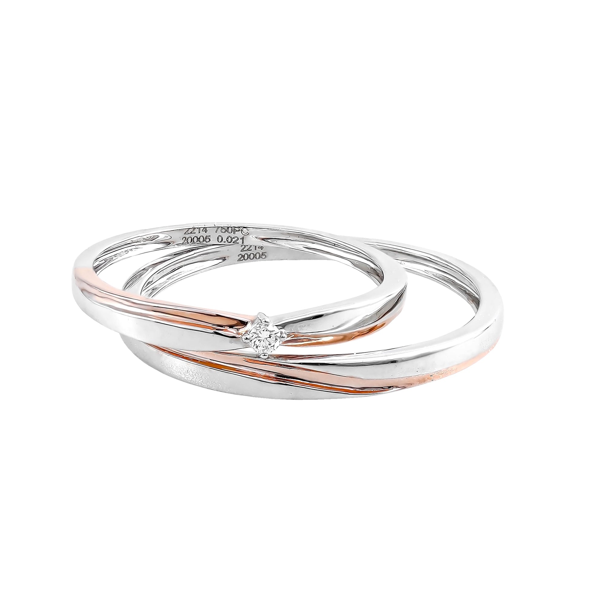 Ring set F: Rose wave with 1 eye in mix color gold