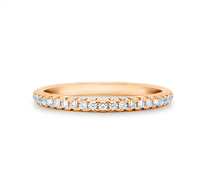 Half micropave ring in rose gold