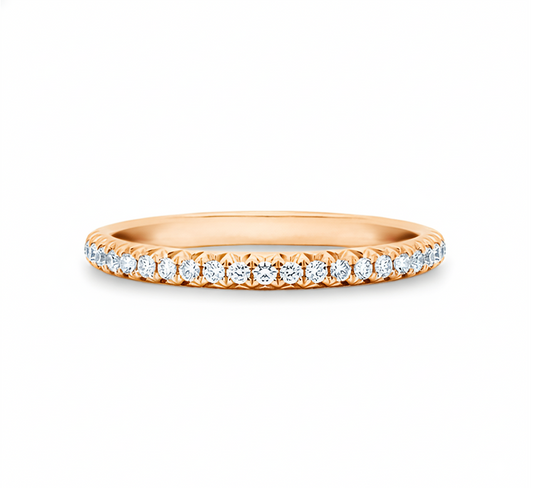 Half micropave ring in rose gold