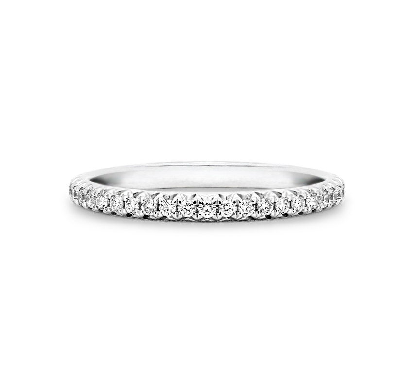 Half micropave ring in white gold