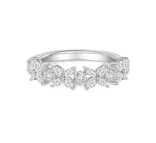 Half daphne ring in white gold