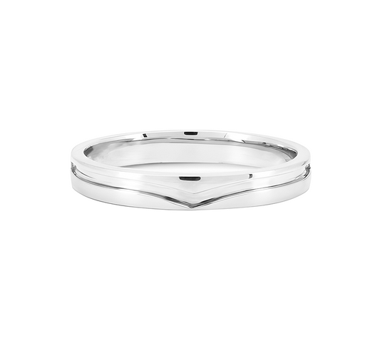 V line ring in white gold