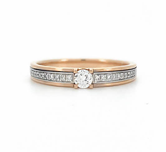 Ring set G: One eye 2 steps pave ring in mix color gold
