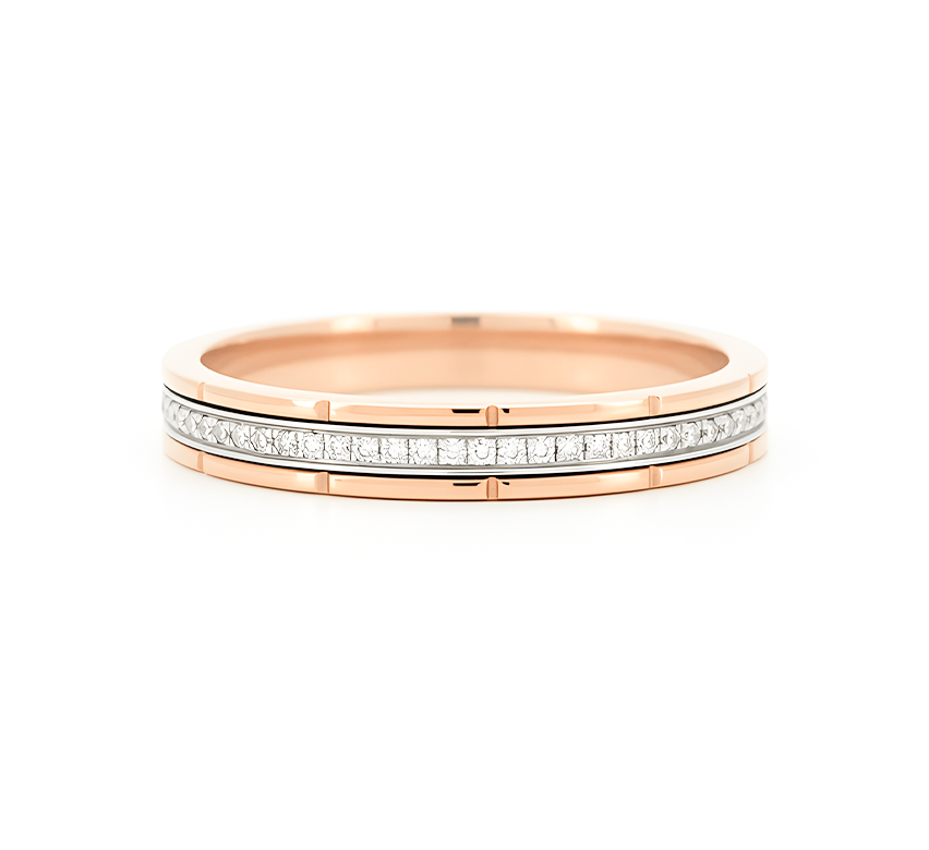 Ring set H: Barrel pave ring in mix color gold