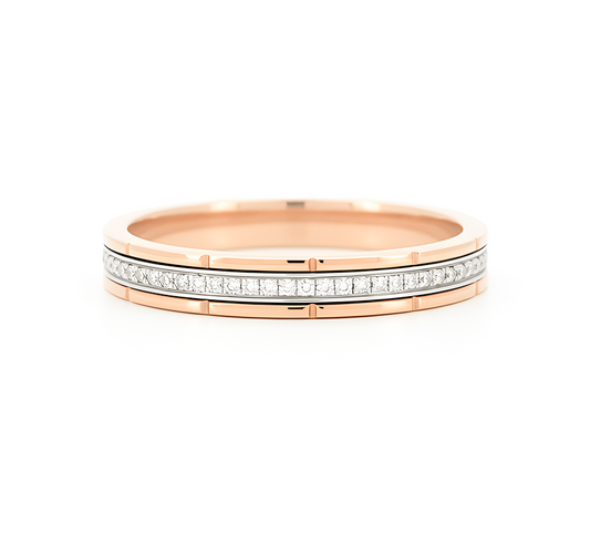 Ring set H: Barrel pave ring in mix color gold