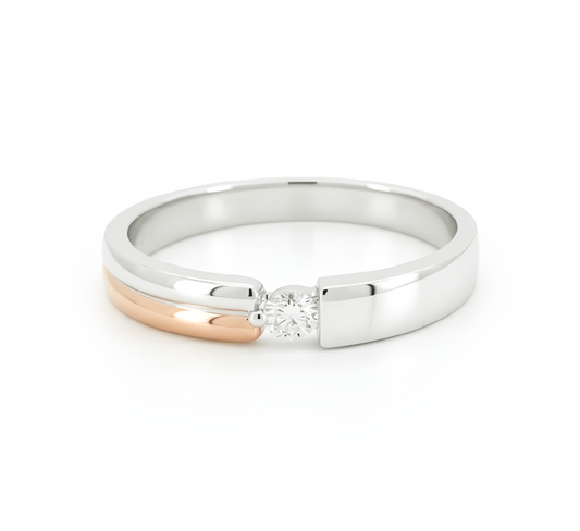 Ring set J: One eye 2 sides pave ring in mix color gold