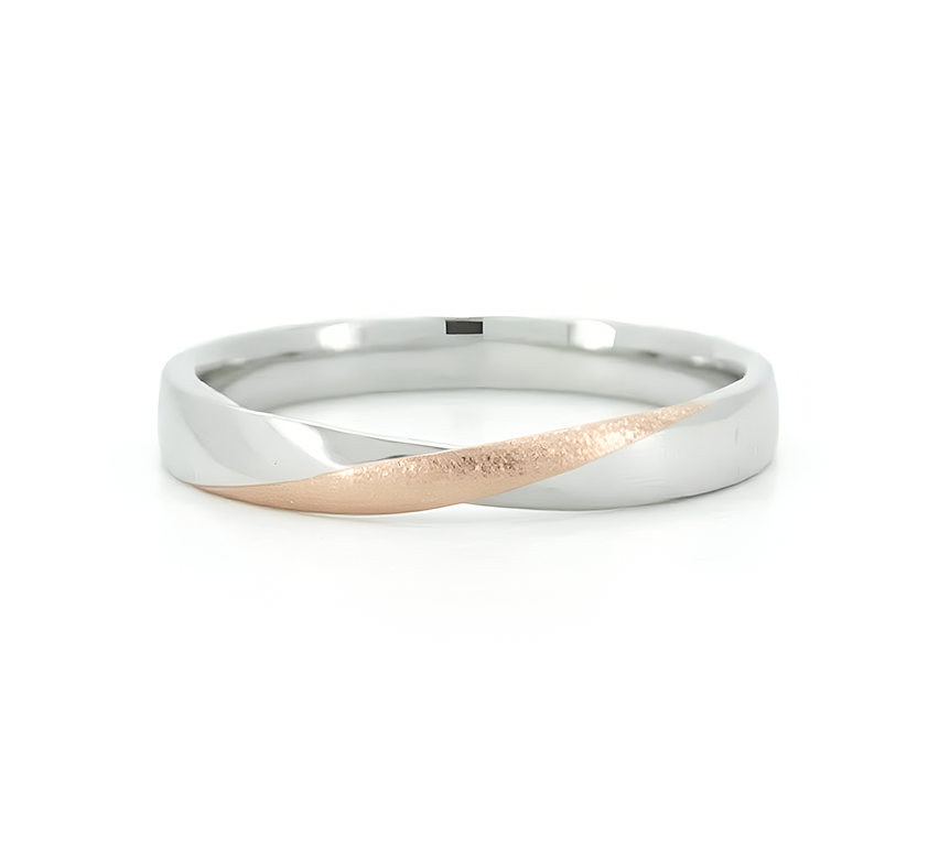 Ring set K: Sand blast twist in mix color gold