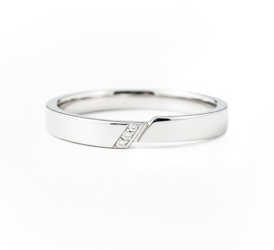 Ring set R: Slash ring 3 eyes in white gold