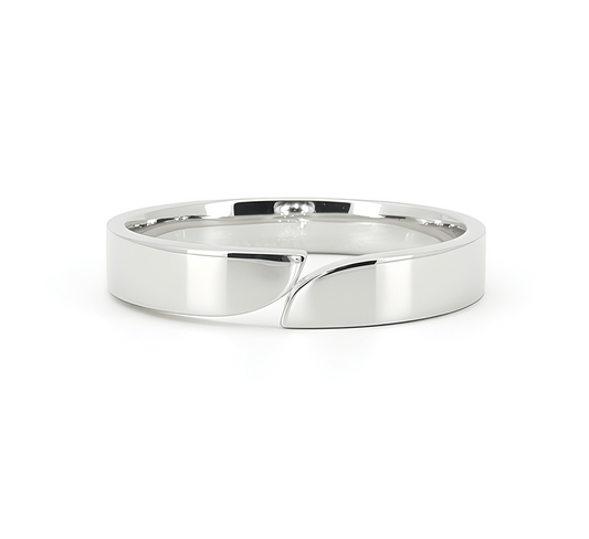 Ring set S: Slash satin ring in white gold