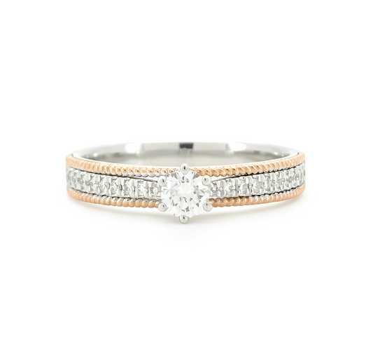 Ring set U: Yellow edge milgrain with pave and 1 eye in mix color gold