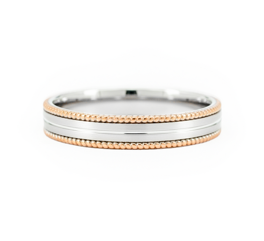 Ring set U: Yellow edge milgrain in mix color gold