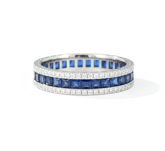 Sapphire pave ring in white gold
