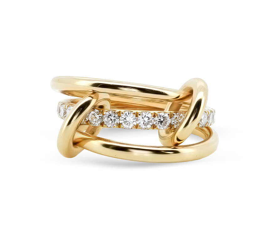 3 rings set in yellow gold