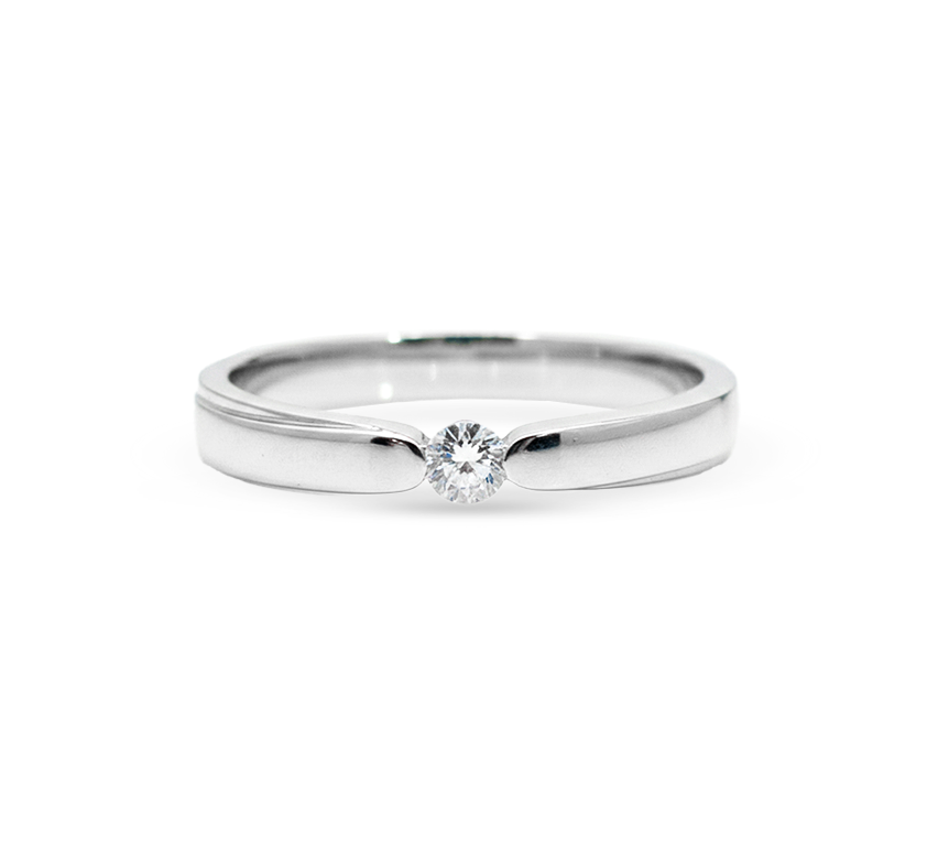 Ring set W: round edge 1 eye ring in white gold