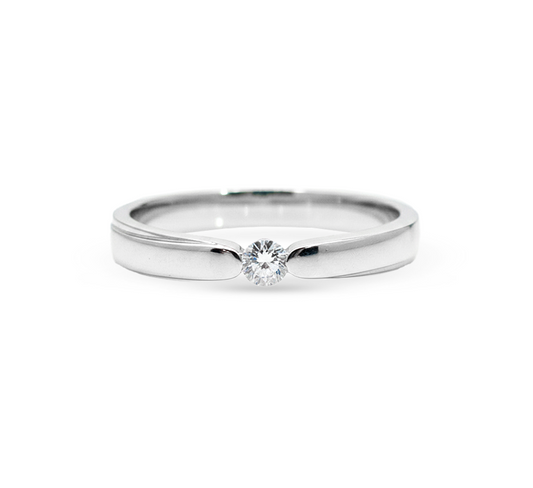 Ring set W: round edge 1 eye ring in white gold