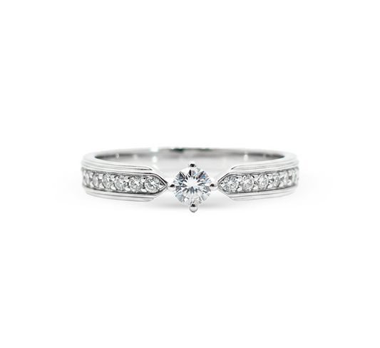 Ring set Y: braided ring with pave in white gold