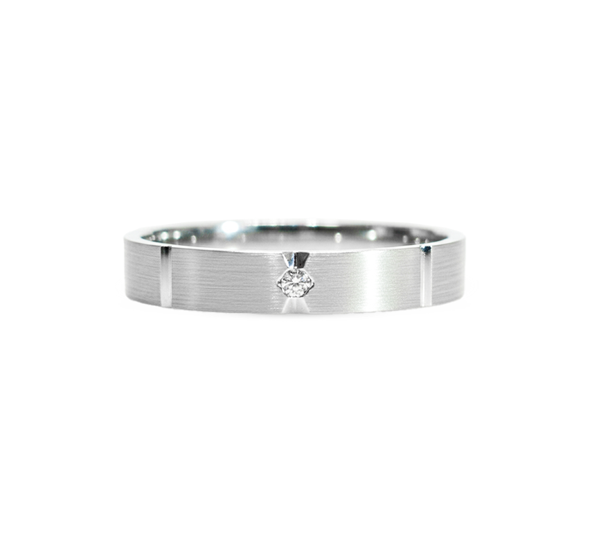 Ring set Z: Vertical lines with 3 eyes in white gold